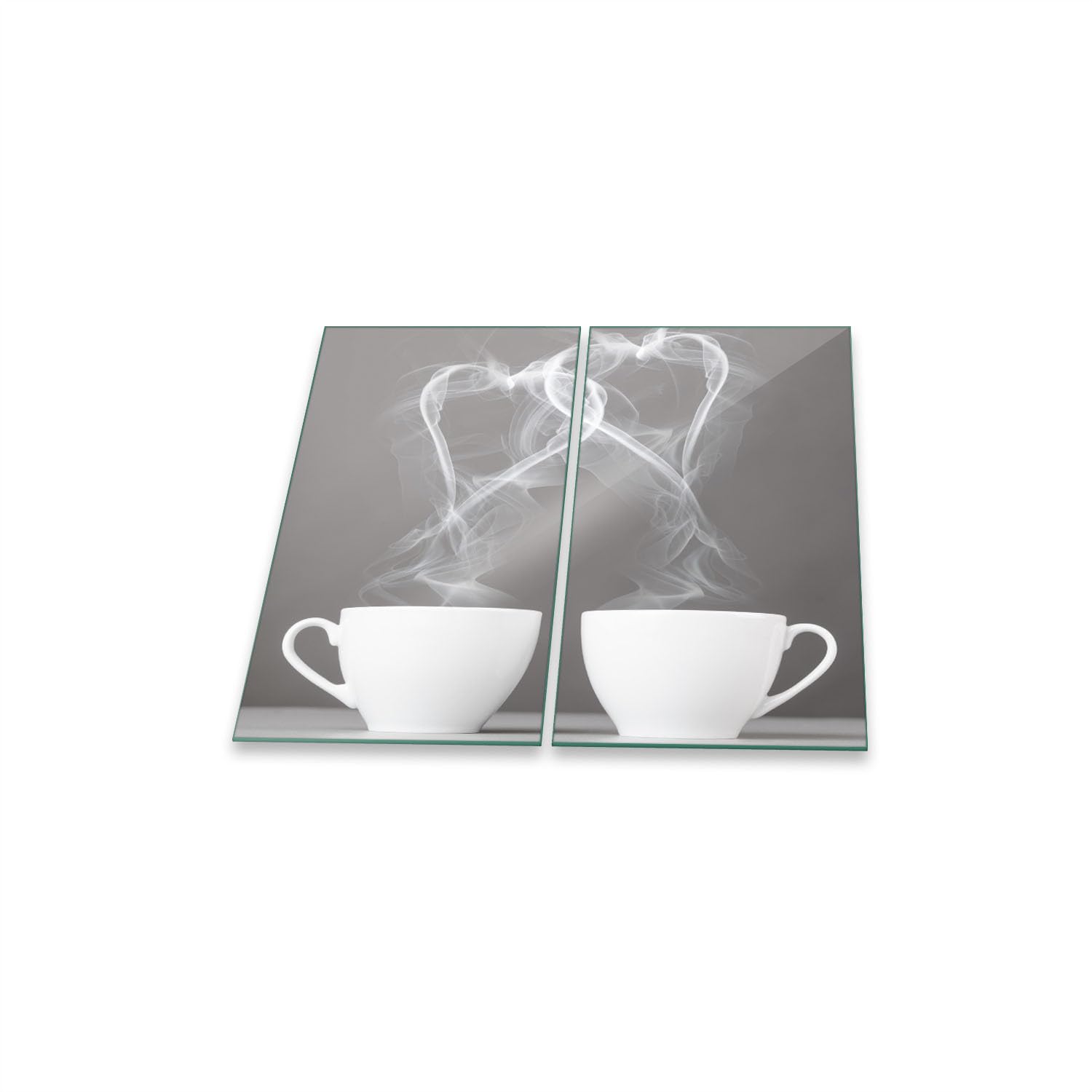 Herdabdeckplatte Abdeckung Ceranfeld Abdeckplatte Schneidebrett 2-Teilig 60x52 Kaffee Herzen Schwarz- Weiss Spritzschutz Glasplatte Ceranfeldabdeckung Sicherheitsglas Glasschneidebrett 2x30x52