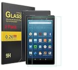 Fire HD 8 2016 Screen protector, KuGi (2 Pack) 9H Hardness HD clear Tempered Glass Screen Protector for All-New Amazon Fire HD 8 Case (6th Generation, 2016 release) (2 pack)