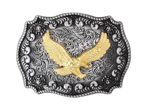Haquil Gold Plated Alloy Raven Square Belt Buckle Handmade Solid Brass Jewelry For Men cover