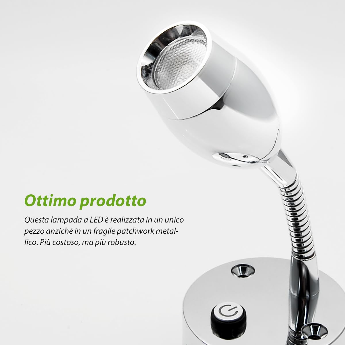 Dream Lighting Lampada da Lettura LED 12V con Presa USB Bicolore Bianco Caldo e Blu per Camper