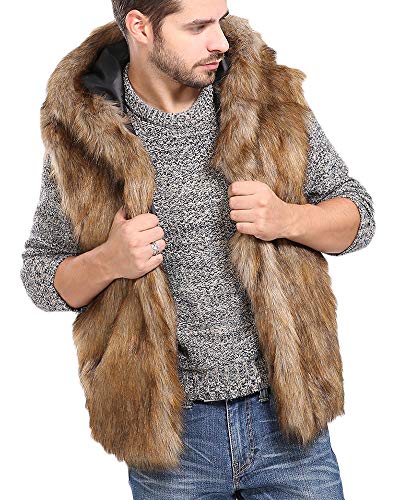Outwear Hommes Veste De Gilet en Fausse Fourrure sans Manches Manteau Chaud Body Gilets À Capuche comme Image L