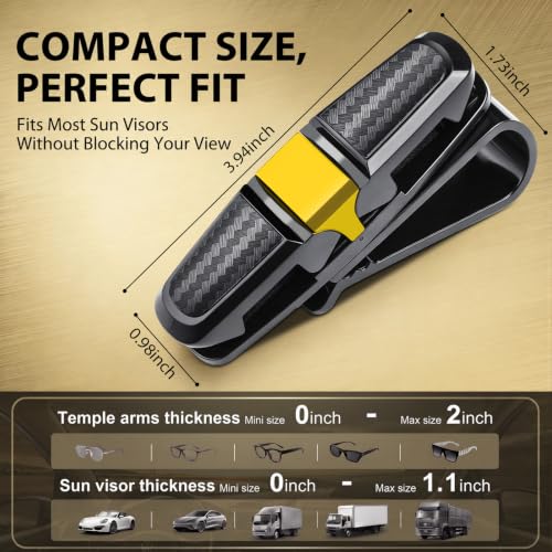 Image of Konohan 8 Pack Sunglasses Visor Clip Holders for Car, Double Glasses Mount Hanger Ticket Card Clip, 180 Degree Rotational Car Visor Accessories for Eyeglasses(Gold)