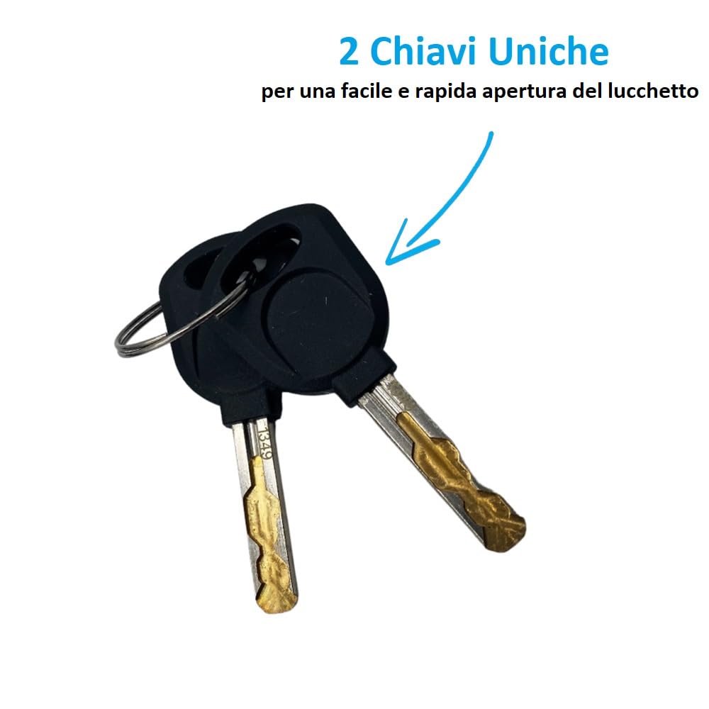 Paluplus 2 Catene per Bicicletta Antifurto, Diametro 6 cm e Lunghezza 100 cm, Rivestimento Antigraffio, Lucchetto con Chiusura Automatica, Serratura Antiscasso, per Bici, Moto, Cancelli -958F