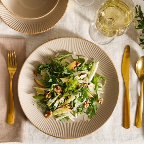 Image of Gibson Home Plates and Bowls Set, 12 Piece Dinnerware Set for 4, Beige