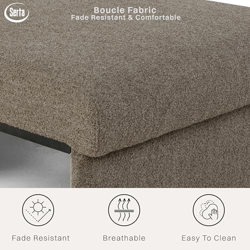 Image of Serta Tahoe 46″ Twin Size Convertible Chair, Modern, Track Arm, Dream Coils, Boucle Fabric