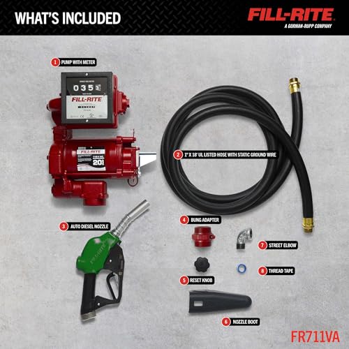 Image of Fill-Rite FR711VA 115V 20 GPM Fuel Transfer Pump with Mechanical Gallon Meter Package - Heavy-Duty Electric Pump with High Flow Rate and Durable Construction