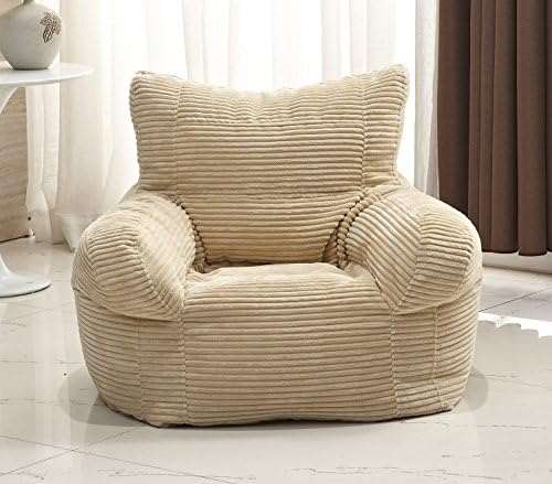Small Corduroy Arm Chair Bean Bag, Beige