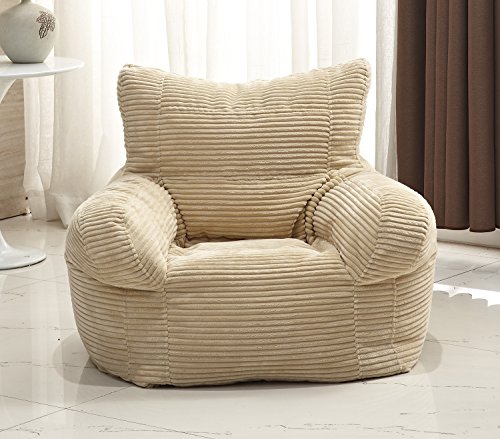 Small Corduroy Arm Chair Bean Bag, Beige