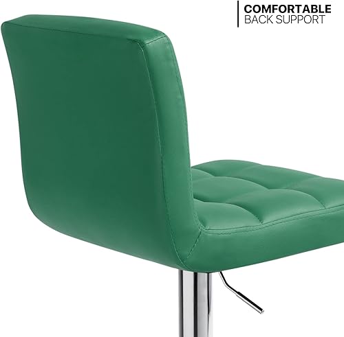 Miniatura 5 de MoNiBloom Juego de 4 taburetes de bar ajustables de piel sintética, giratorios, modernos taburetes de isla cuadrados con respaldo para sillas de