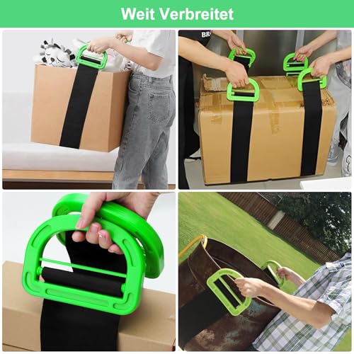 APOMOONS 2 PCS Schwerlast Transportgurt Tragegurte Umzug und Zwei Paar WeißE Antirutsch-Handschuhe 145cm Hebegurte Verstellbare Tragegurt Umzug Hebegurt für Möbel Boxen Haushaltsgeräten Schwarz