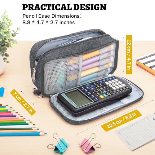 Image of Pencil Case Big Capacity Pen Pouch Large Storage Holder Marker Pen Bag Durable 3 Compartment School Office Desk Organizer Portable Cute Zipper Stationery for Kids Teen Student Boys Girls Adults