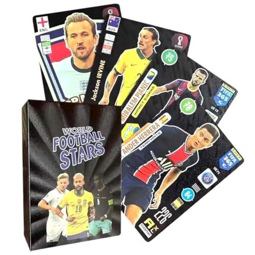 Image of Champions League Football Collector Cards - 55 PCS Unofficial Trading Card Game Pack For Kids & Fans | Soccer Cards For Boys, Girls, Gifting (Football Black)
