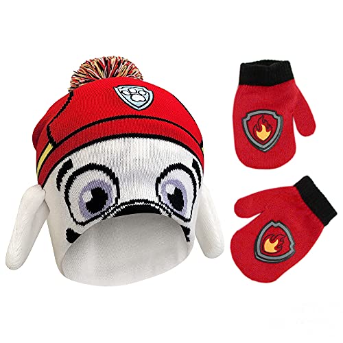 Nickelodeon boys Winter Hat and Mittens Set, Paw Patrol Chase Marshall Toddler Beanie for Ages 2-4