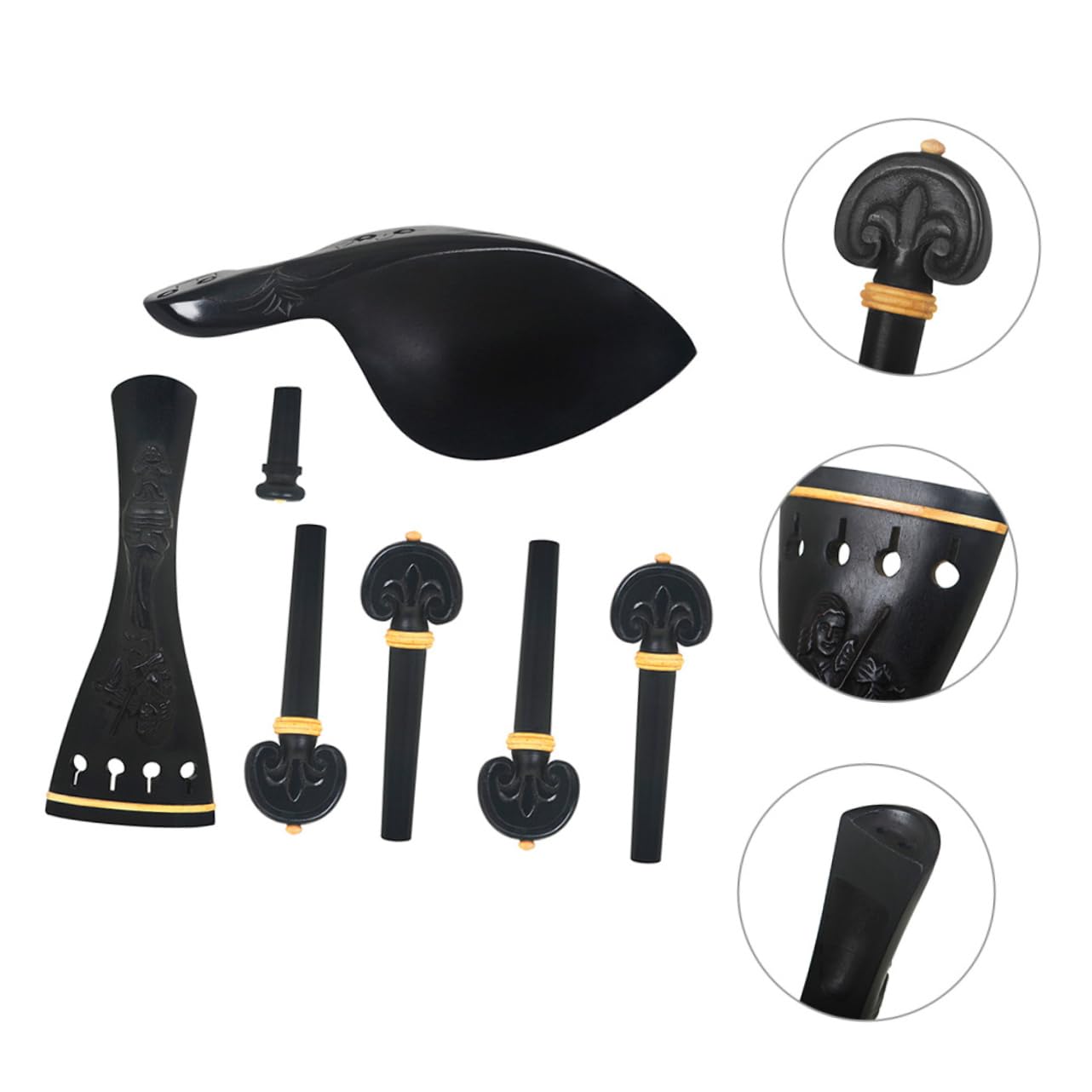 Ensemble de Violon 1 Set Cordier Noir en Bois pour 4/4-3/4
