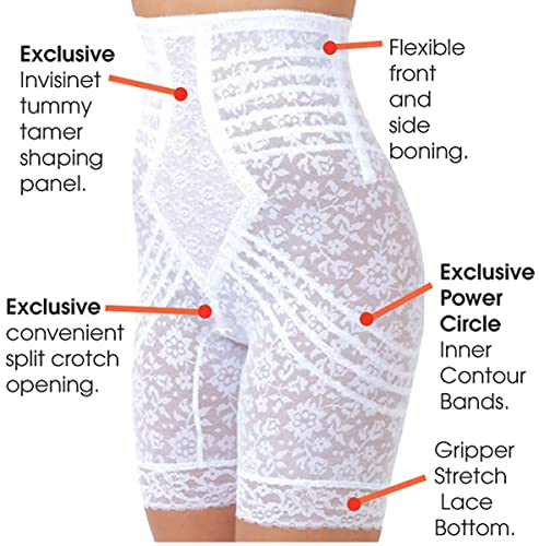High Waist Lace Leg Shaper | XS–8X | Extra Firm Control | Made in USA | No Roll | Split Crotch | Style 6207 | Beige XL/32 - Thumbnail 3