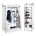 Relaxdays 2 TLG. Garderoben Set Country, Kleiderschrank mit Stoffvorhang, Schuhregal, Stoffschrank, Schuhschrank, schwarz-weiß