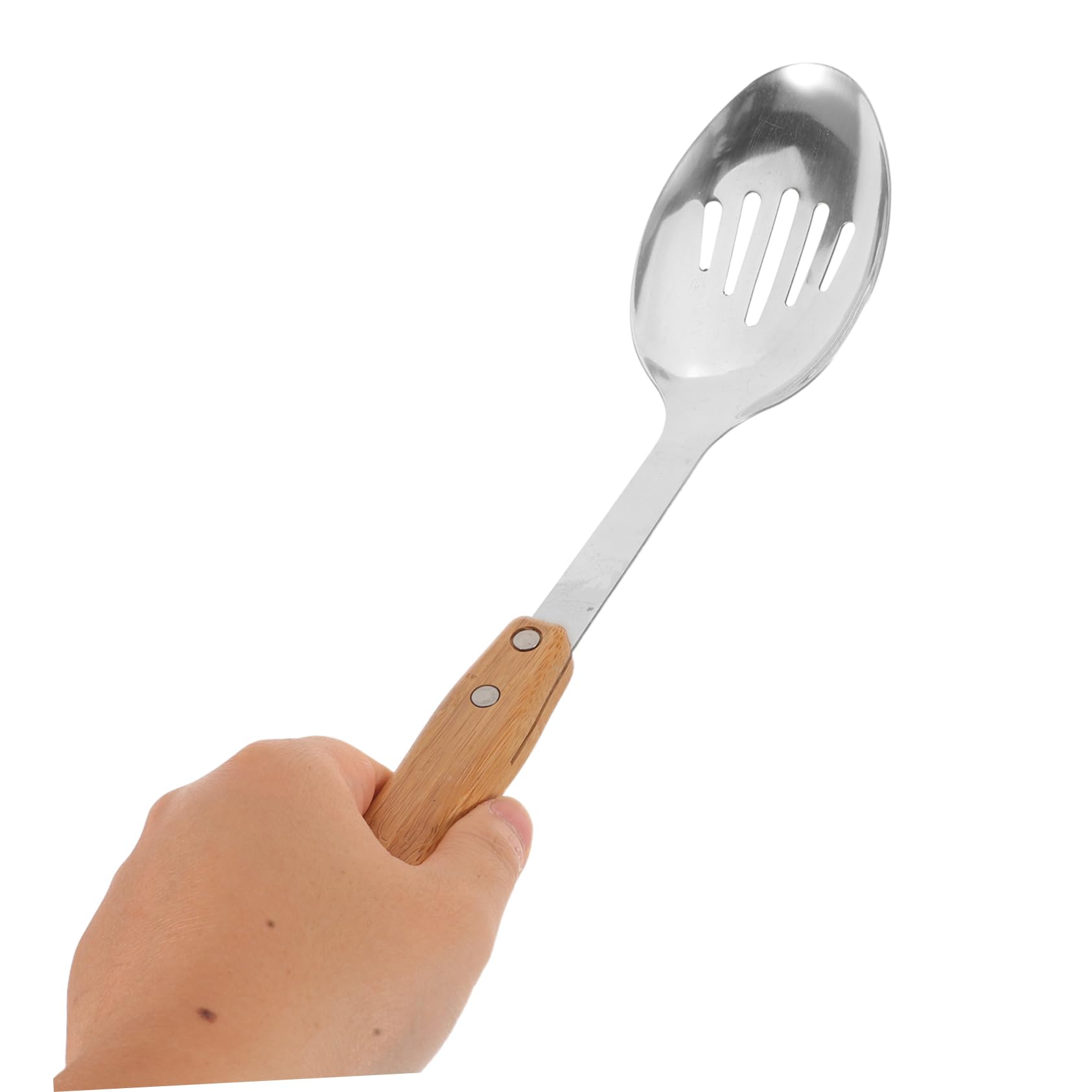 Hemobllo Set di Utensili da Cucina 5 Pezzi con Manico in Bambù in Acciaio Inox, Resistente All’usura e Impugnatura Confortevole, per Casa e Campeggio
