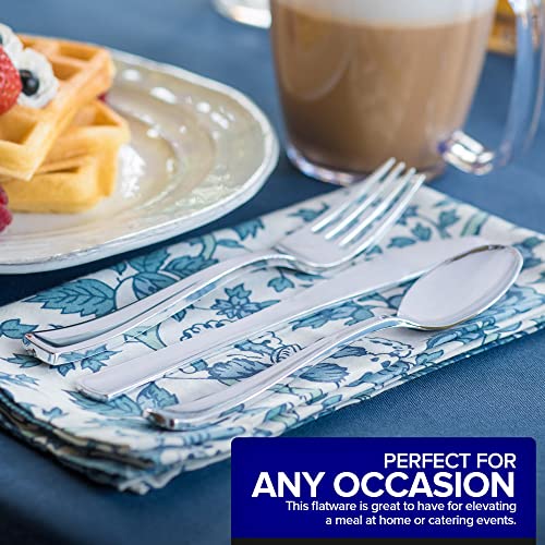 75 Pieces Heavy Duty (Silver) Plastic Silverware Set, Disposable Cutlery Set, Great for Parties, Weddings, and Catering, Flatware Utensils Included: 25 Forks, 25 Spoons, 25 Knives, Stock Your Home - Thumbnail 6