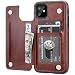 iPhone 11 Wallet Case with Card Holder,OT ONETOP PU Leather Kickstand Card Slots Case,Double Magnetic Clasp and Durable Shockproof Cover for iPhone 11 6.1 Inch(Brown)