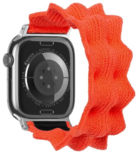 ULTIMAL�o���h Apple Watch Series 10 �o���h Series 9/8/7/6/5/4/SE/SE2�ɑΉ� �L�k���̂���i�C�����ґg�e���X�g���b�v �D���f�U�C�� 42mm/40mm/41mm/38mm�p (M�A�I�����W)