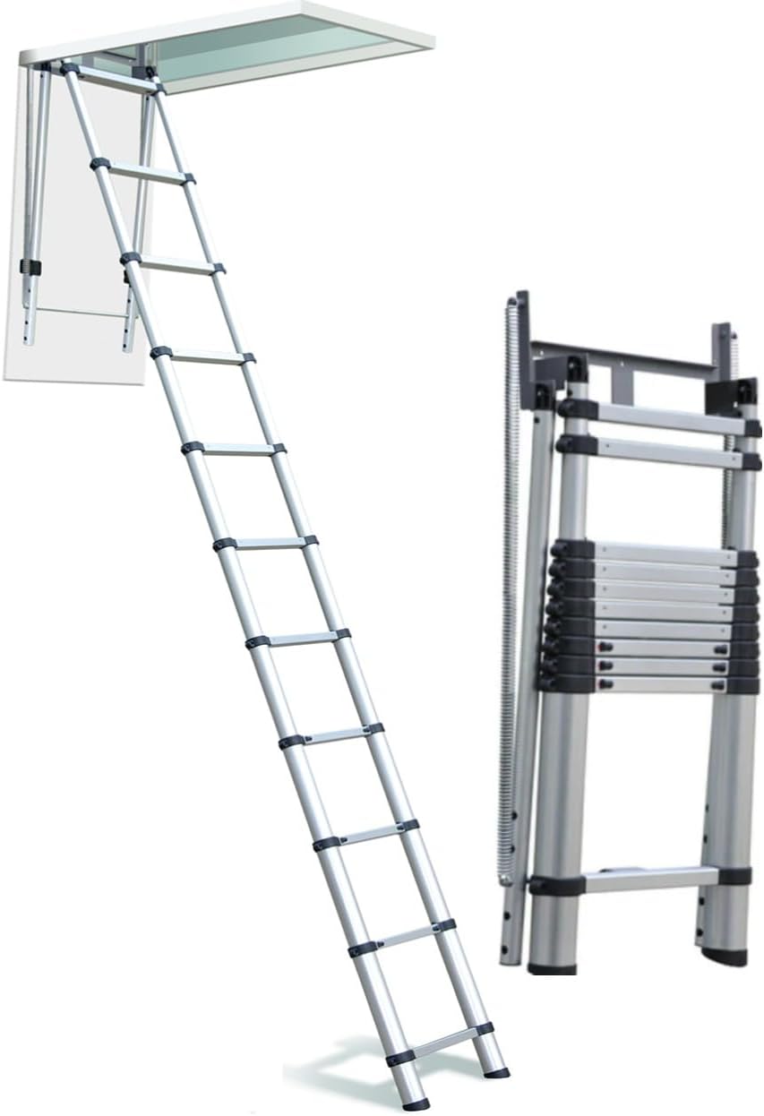 Telesteps 1000L OSHA Compliant 7-10 ft Ceiling Heights Telescoping Attic or Loft Ladder