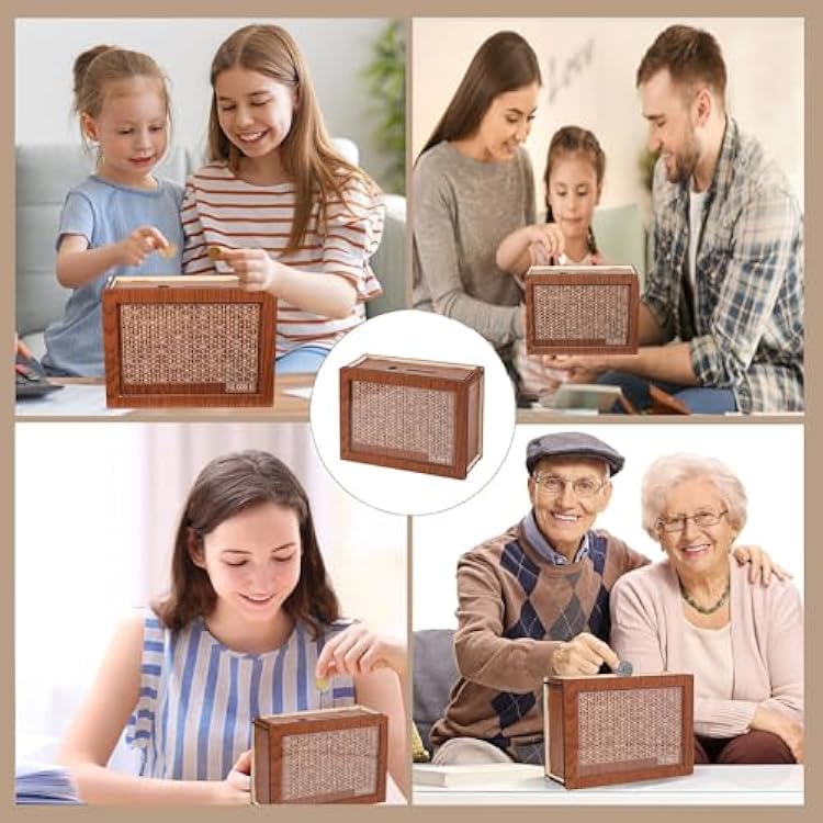 Wooden Money Box Money Bank for Kids and Adults,Cash Vault Wooden Savings Box,Cash Coin Retro Money Savings Box with Counter,Wooden Money Box with Money Target,Best Gift for Boys,Girls(10000 Dollar)