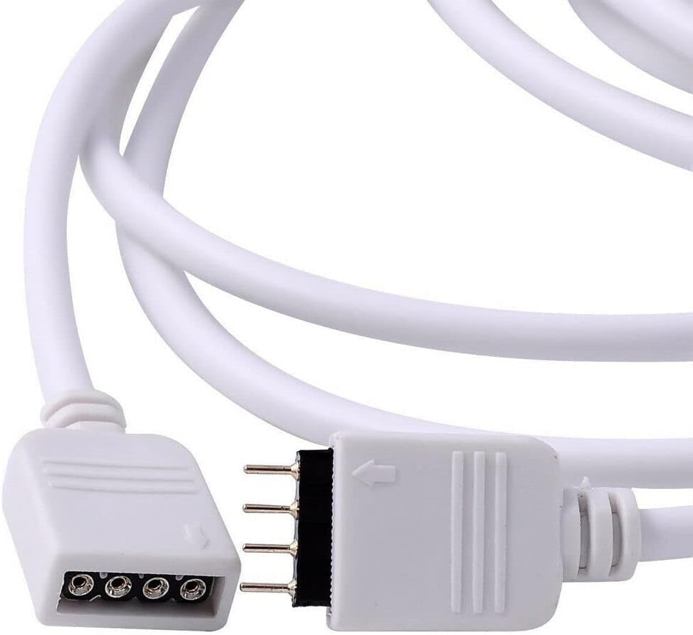 8ft RGB Extension Cable Wire SMD 5050 LED Strip Light Roll Connector 4-Pin White