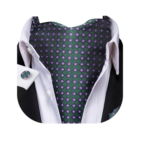 Image of Dubulle Paisley Floral Ascot for Men Self Tie Mens Cravat and Pocket Square Cufflinks Wedding