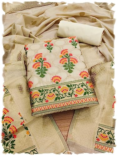 Image of Pandadi Women's Cotton Jacquard Unstitched Salwar Suit Dress Material