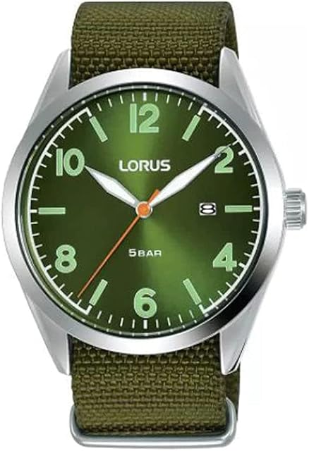 Lorus Men's Analogue Quartz Watch with Green Dial and Green Nylon Strap Watch RH919NX9