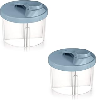 Accmor Baby Formula Dispenser On The Go, Non-Spill Rotating Four-Compartment Formula Container to Go, Milk Powder Kids Snack Container for Infant Toddler Travel Outdoor, Blue, 2 Pack