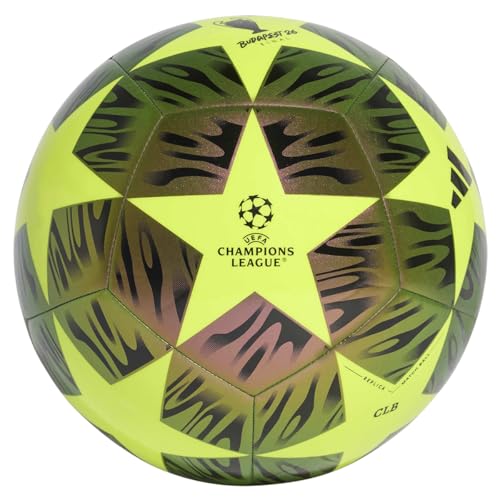Ballon adidas UCL Club noir jaune de football taille 5 terrain synthétique