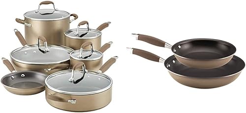 Anolon Advanced Home - Juego de utensilios de cocina antiadherentes anodizados duros de 11 piezas y sartenes antiadherentes anodizadas avanzadas,