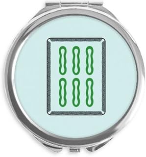 Mahjong Bamboo Bar 6 Tiles Pattern Hand Compact Mirror Round Portable Pocket Glass