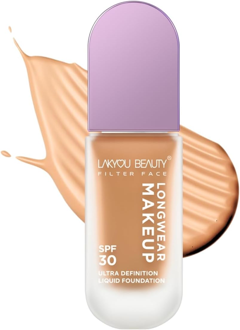 Filter Face Ultra Definition Longwear Liquid Foundation SPF 30 | Medium to Full Buildable Coverage | Natural Matte Finish | Lightweight & Long Lasting | Suitable for All Skin Types | (Honey Beige, 08)