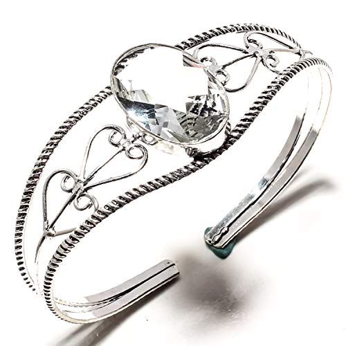 Bracelet jonc topaze blanche fait main en argent, le cadeau idéal