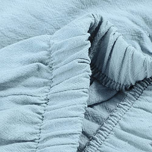 Image of Womens Cotton Linen Capri Pants Casual Elastic Printed Ankle Pants | Cotton Linen Capri Pants for Women 2025 Casual Printed Cropped Palazzo Pants Elastic Waist Lounge Baggy Trousers
