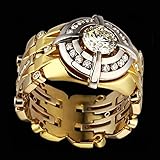 DJMJHG Gold Color Watch Shape Rings For Men/Women Punk Party Shiny White Cz Couple Ring Statement Unisex Jewelry 9 White
