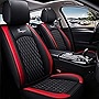 rasiarpio [U.S. Delivery] for Audi A1 A3 A4 A5 A6 A7 A8 Q2 Q3 Q5 Q7 S3 S4 S6 TT TTS Car Seat Cover Full Set Waterproof Leather Front Rear Seat Automotive Protection Cushions - CT08 Black Red
