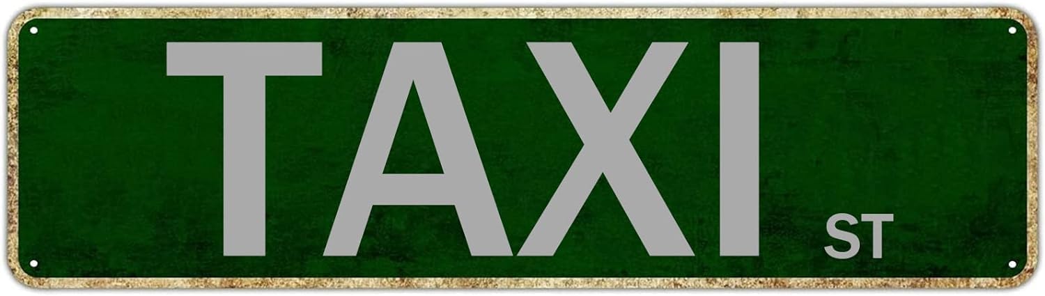 peiyeety Vintage Metal Tin Sign Decorative Wall Art Taxi St Themed Street Sign, Rustic Style, Durable Waterproof Rustproof, For Home, Retro Decor, Man Cave, Easy To Mount, 4x16 Inch