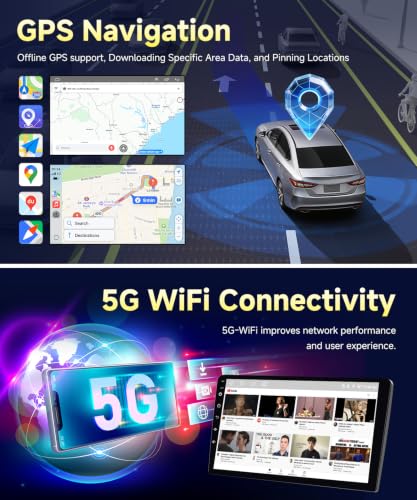 8-Core 4GB+64GB Car Radio for Toyota Camry 2006-2011 with Wireless Carplay Android Auto, 9 Inch Android 13 IPS Touch Screen Car Stereo Compatible with JBL, Support GPS WiFi BT FM RDS/DSP Camera SWC - image 4