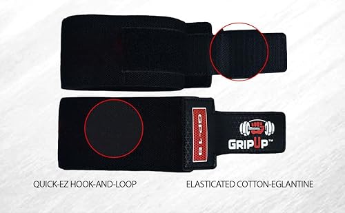GripUp® Ellenbogenbandagen Fitness (Paar) – 100cm Verstellbare Ellenbogenstütze für Gewichtheben, Bankdrücken & Krafttraining – Gelenkschutz & Schmerzlinderung bei Sehnenentzündung (Schwarz/Rot)