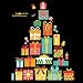 Stickers Muraux Décoration De Noël Scène Mise En Page Autocollant En Verre Santa Claus Cloche Petit Cadeau Autocollants