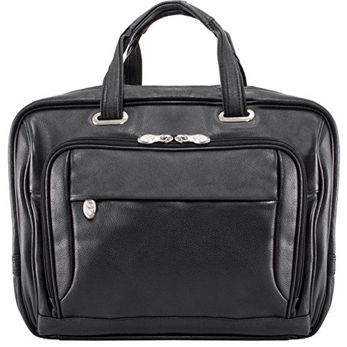 McKlein, I Series, WEST LOOP, Full Grain Cashmere Napa Leather, 15" Leather Expandable Double Compartment Briefcase, Black (44575)3