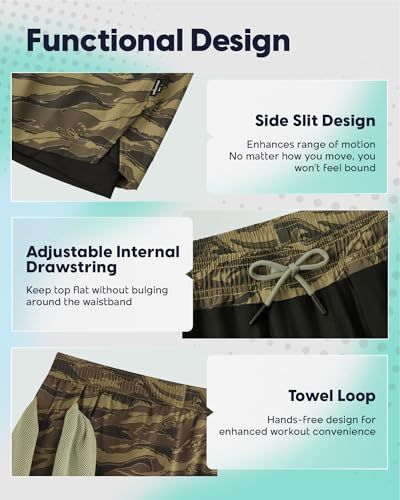 Image of maamgic Mens Workout Shorts 2 in 1 Stretch 5 inch / 7 inch Gym Shorts Running Shorts with Compression Liner Zip Pocket