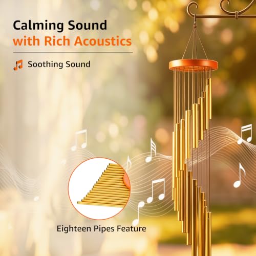 Image of Amazon Basics Wind Chimes for Balcony Decoration, Home Decor & Positive Vibes | Soothing Musical Sound | Metal Hanging for Indoor /Outdoor | Color: Gold | Material: Aluminum | Size: 69L x 12W x 12H cms