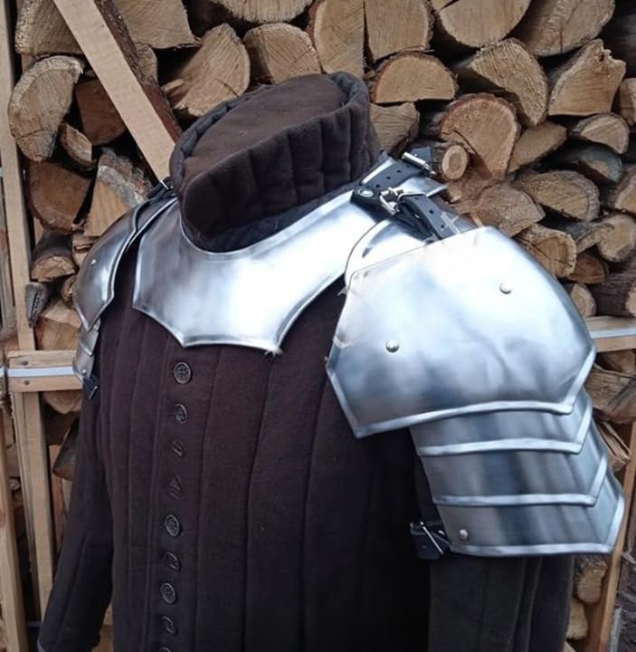 Medieval Pauldrons with Gorget Viking Shoulder Guard Halloween Costume Fantasy Knight Armor LARP Reenactment