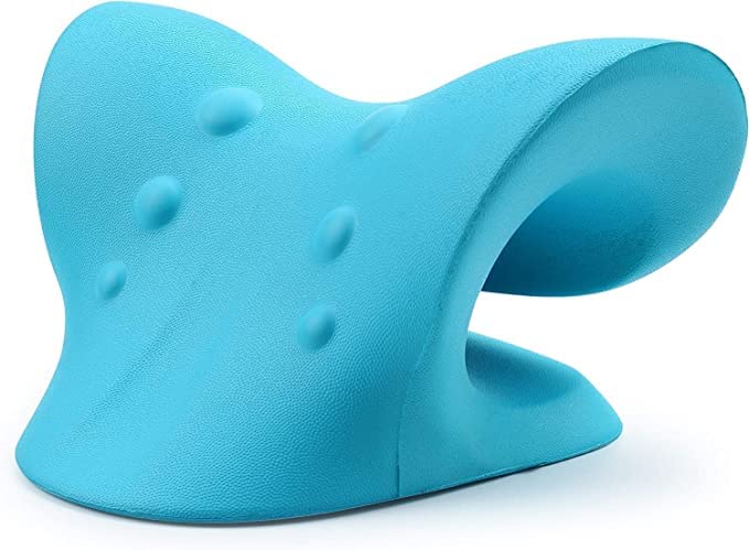 Image of Sukee Neck And Shoulder Relaxer Cervical Stretcher Neck | Traction Device For Neck Support For Pain & Neck | Hump Corrector For Women Massage Relaxer | Acupressure Chiropractic Pillow (A-Blue)