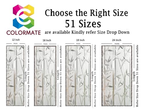 Image of COLORMATE Premium Vinyl Stained Frosted Window Glass Film (12x240 Inch) - Self-Adhesive Wallpaper Sticker Opaque Tint Cling for Window Glass Privacy Cover, Door, Office, Home.| Anti-UV. Bamboo Design