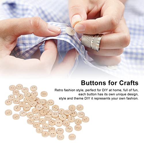 Botões de madeira, material de madeira, fino acabamento, estilo de moda retrô, botões decorativos, p